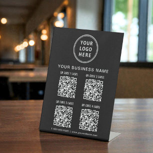 Zwart logo 4 QR-codes zakelijk Reclamebord Met Voetstuk