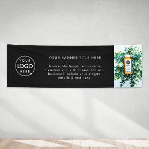 Zwart Logo   Bedrijfs Modern Professionele Foto 8' Spandoek