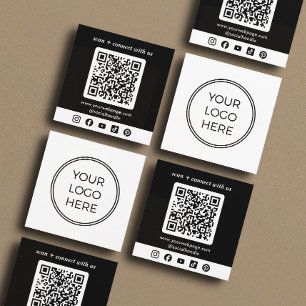 Zwart Logo QR Code Aangepaste Sociale Media Vierkante Visitekaartje
