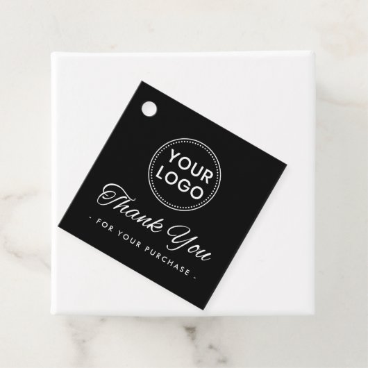 Zwart logo QR code bestelling dank u hang labels (In situ)