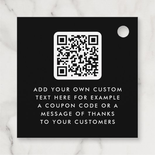 Zwart logo QR code bestelling dank u hang labels (Achterkant)