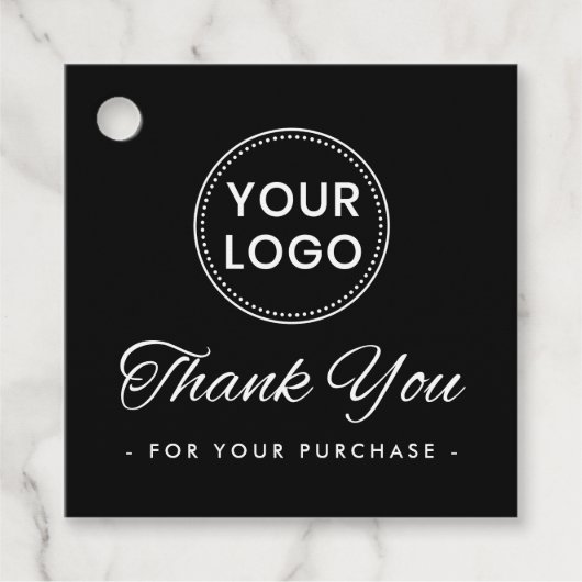 Zwart logo QR code bestelling dank u hang labels (Voorkant)