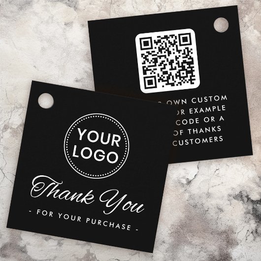 Zwart logo QR code bestelling dank u hang labels
