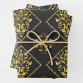 Zwart luxe Classy Elegant Pattern Inpakpapier Vel (In situ)