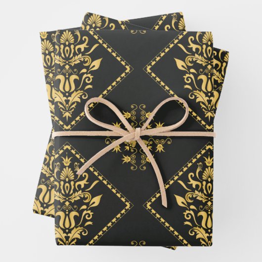 Zwart luxe Classy Elegant Pattern Inpakpapier Vel (In situ)