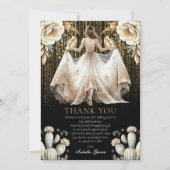 Zwart Luxe Ivoor & Goud Quinceañera Dank u Kaart (Voorkant)