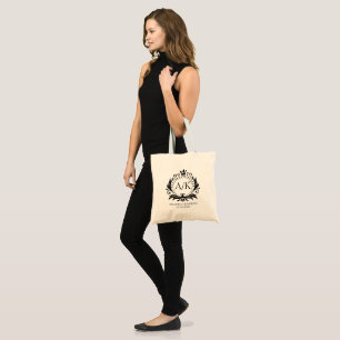 Zwart Luxe Kroon Bruiloft Monogram Tote Bag