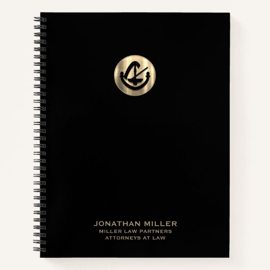 Zwart Luxe Logo Notitieboek (Voorkant)