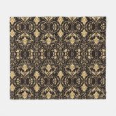 Zwart Luxe Patroon Fleece Deken. (Voorkant (Horizontaal))
