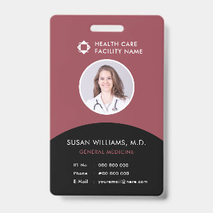 Zwart Magenta Dokter Pasfoto Bedrijfslogo Modern Badge
