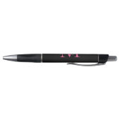 Zwart Magenta Roze Monogram Script Naam Stijlvol Pen (Bodem)