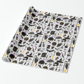 Zwart Magic Halloween Wrapping Paper Cadeaupapier (Uitgerold)