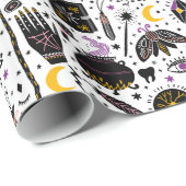 Zwart Magic Halloween Wrapping Paper Cadeaupapier (Rol Hoek)