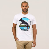 Zwart Malinois in Water T-shirt (Voorkant volledig)