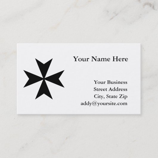 Zwart Maltees Kruis Visitekaartje (Voorkant)