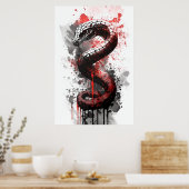 Zwart Mamba Ink Painting Poster (Keuken)