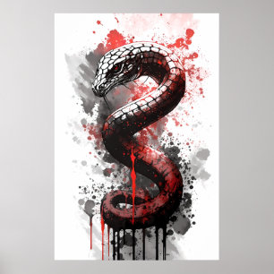 Zwart Mamba Ink Painting Poster