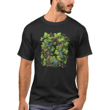 Zwart Man T-shirt met druivenplant