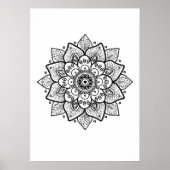 Zwart Mandala op wit Poster (Voorkant)