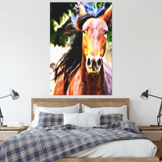 *~* Zwart Mane Paard AR22 Equine Art Canvas Print (Insitu (Slaapkamer))