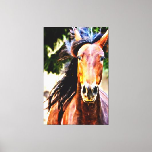 *~* Zwart Mane Paard AR22 Equine Art Canvas Print (Voorkant)