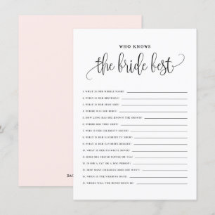 Zwart Manuscript dat de Bride Best Shower Game ken Informatiekaartje