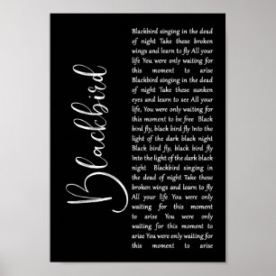Zwart Manuscript Song Lyric Wall Art afdrukken Poster