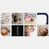 Zwart marinegoudmonogram liefdesfotocollage raster Case-Mate iPhone case (Achterkant (horizontaal))