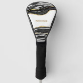 Zwart marmer Agate Gold Glitter - persoonlijk Golfheadcover (Voorkant)