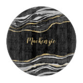 Zwart marmer Agate Gold Glitter - persoonlijk Snijplank (Voorkant)