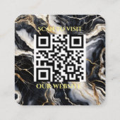 Zwart marmer Custom Logo en QR Code Vierkante Visitekaartje (Achterkant)