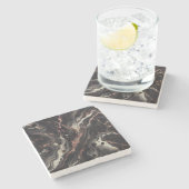 Zwart Marmer Eenvoudige Steen & Graniet Drinkware Stenen Onderzetter (Zijkant)