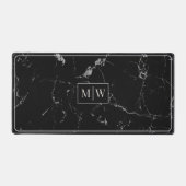 Zwart marmer elegant monogram bureaumat (Voorkant)
