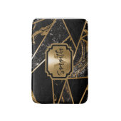 Zwart marmer en glitter geometrisch mozaïek badmat (Voorkant Verticaal)