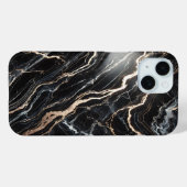 Zwart marmer en gouden aderen Case-Mate iPhone case (Achterkant (horizontaal))