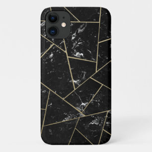 Zwart marmer Gold Geometric Glam #1 iPhone 11 Hoesje