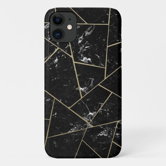 Zwart marmer Gold Geometric Glam #1 Case-Mate iPhone Case (Achterkant)