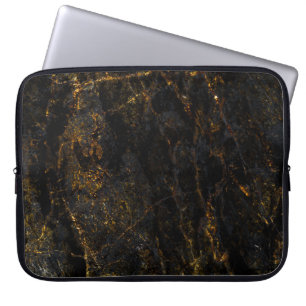 Zwart marmer, gouden aderen, textuur. laptop sleeve
