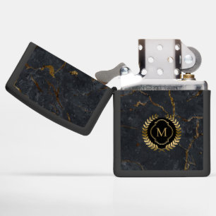 Zwart Marmer Gouden Badge Monogram