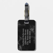 Zwart marmer Gray Monogrammed Initiaal Bagagelabel (Achterkant verticaal)