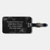 Zwart marmer Gray Monogrammed Initiaal Bagagelabel (Achterkant horizontaal)