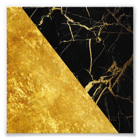 Zwart marmer met Gold Leaf Square-fotoafdrukken Foto Afdruk (Voorkant)