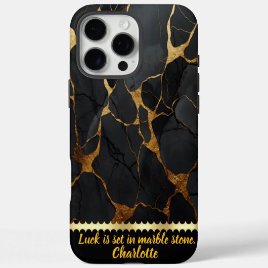 Zwart marmer met gouden aderen Case-Mate iPhone case (Achterkant)
