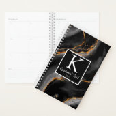 Zwart marmer monogram Modern Appointment Book Planner (Display)