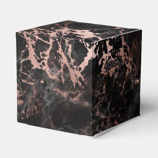 Zwart marmer Roos Gold Monogram Bedankdoosjes (Achterkant)