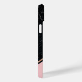 Zwart Marmer Roos Gouden Glitter Case-Mate iPhone Case (Achterkant / Rechts)