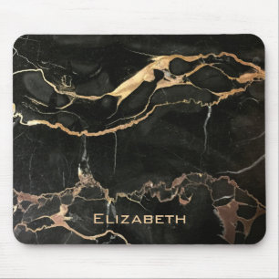 Zwart marmer Slab met naam Muismat