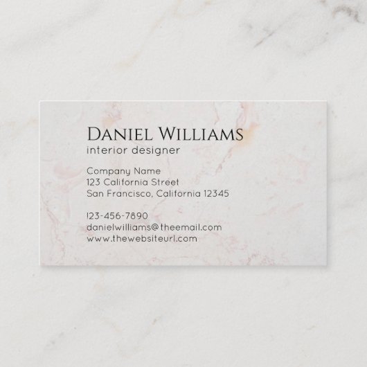 Zwart Marmer Wit Monogram Modern Elegant Visitekaartje (Achterkant)