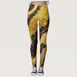 Zwart marmeren patroon met goud leggings