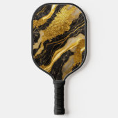 Zwart marmeren patroon met goud pickleball paddle (Voorkant)